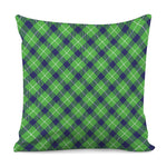 Green Blue And White Plaid Pattern Print Pillow Cover