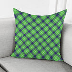 Green Blue And White Plaid Pattern Print Pillow Cover