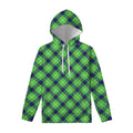 Green Blue And White Plaid Pattern Print Pullover Hoodie