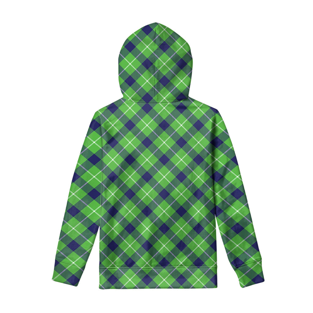Green Blue And White Plaid Pattern Print Pullover Hoodie