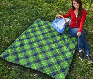 Green Blue And White Plaid Pattern Print Quilt