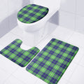 Green Blue And White Tartan Print 3 Piece Bath Mat Set