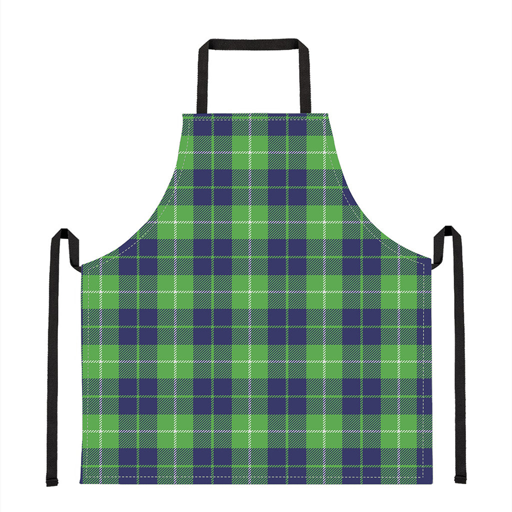 Green Blue And White Tartan Print Apron