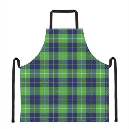 Green Blue And White Tartan Print Apron