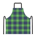 Green Blue And White Tartan Print Apron