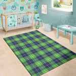 Green Blue And White Tartan Print Area Rug
