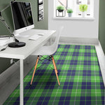 Green Blue And White Tartan Print Area Rug