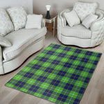 Green Blue And White Tartan Print Area Rug