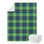 Green Blue And White Tartan Print Blanket