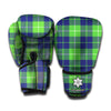 Green Blue And White Tartan Print Boxing Gloves