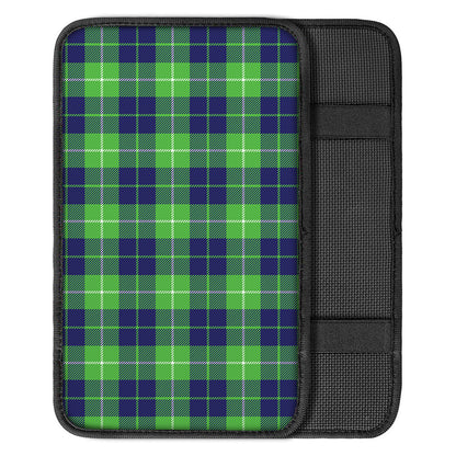 Green Blue And White Tartan Print Car Center Console Cover