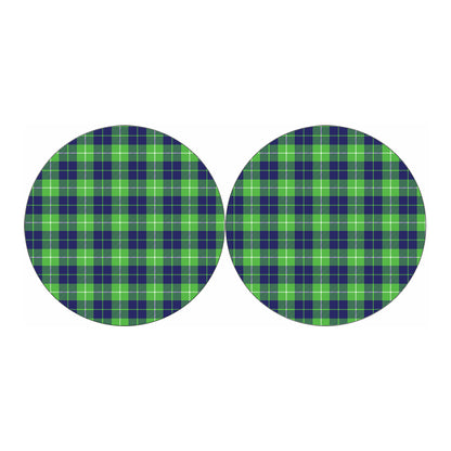 Green Blue And White Tartan Print Car Coasters