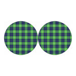 Green Blue And White Tartan Print Car Coasters