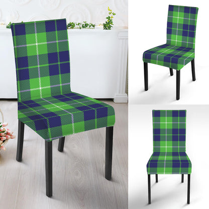 Green Blue And White Tartan Print Dining Chair Slipcover