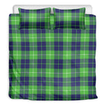 Green Blue And White Tartan Print Duvet Cover Bedding Set