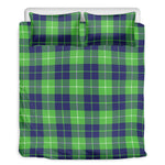 Green Blue And White Tartan Print Duvet Cover Bedding Set