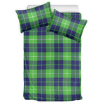 Green Blue And White Tartan Print Duvet Cover Bedding Set