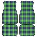 Green Blue And White Tartan Print Front and Back Car Floor Mats