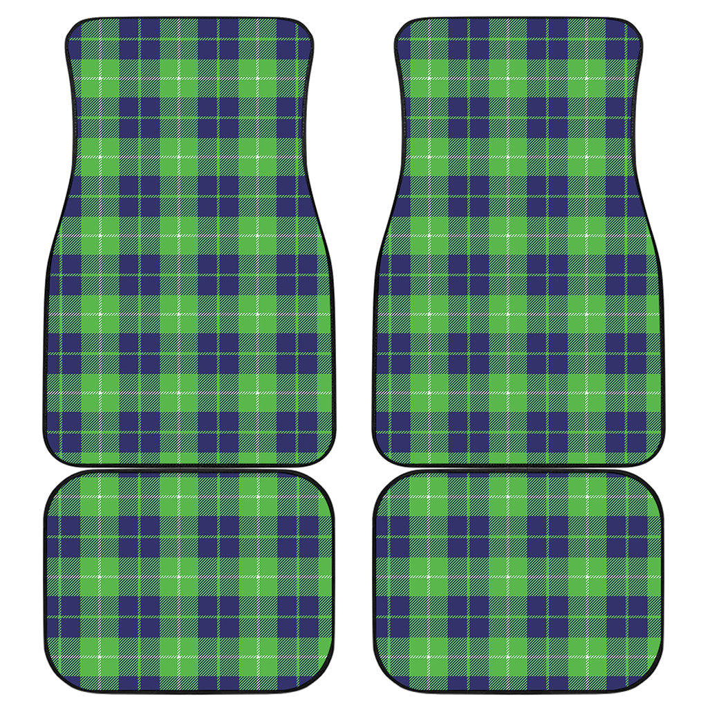 Green Blue And White Tartan Print Front and Back Car Floor Mats