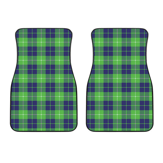 Green Blue And White Tartan Print Front Car Floor Mats