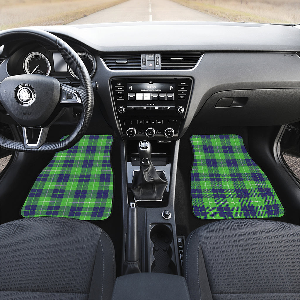 Green Blue And White Tartan Print Front Car Floor Mats