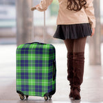 Green Blue And White Tartan Print Luggage Cover