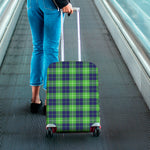 Green Blue And White Tartan Print Luggage Cover
