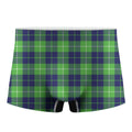 Green Blue And White Tartan Print Men's Boxer Briefs