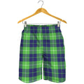 Green Blue And White Tartan Print Men's Shorts