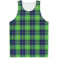Green Blue And White Tartan Print Men's Tank Top