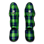 Green Blue And White Tartan Print Muay Thai Shin Guard