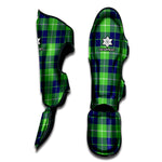 Green Blue And White Tartan Print Muay Thai Shin Guard