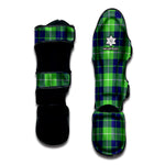 Green Blue And White Tartan Print Muay Thai Shin Guard