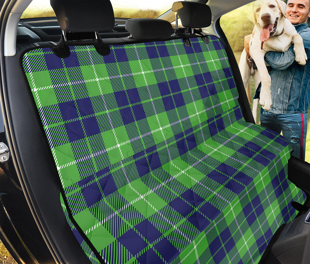 Green Blue And White Tartan Print Pet Car Back Seat Cover