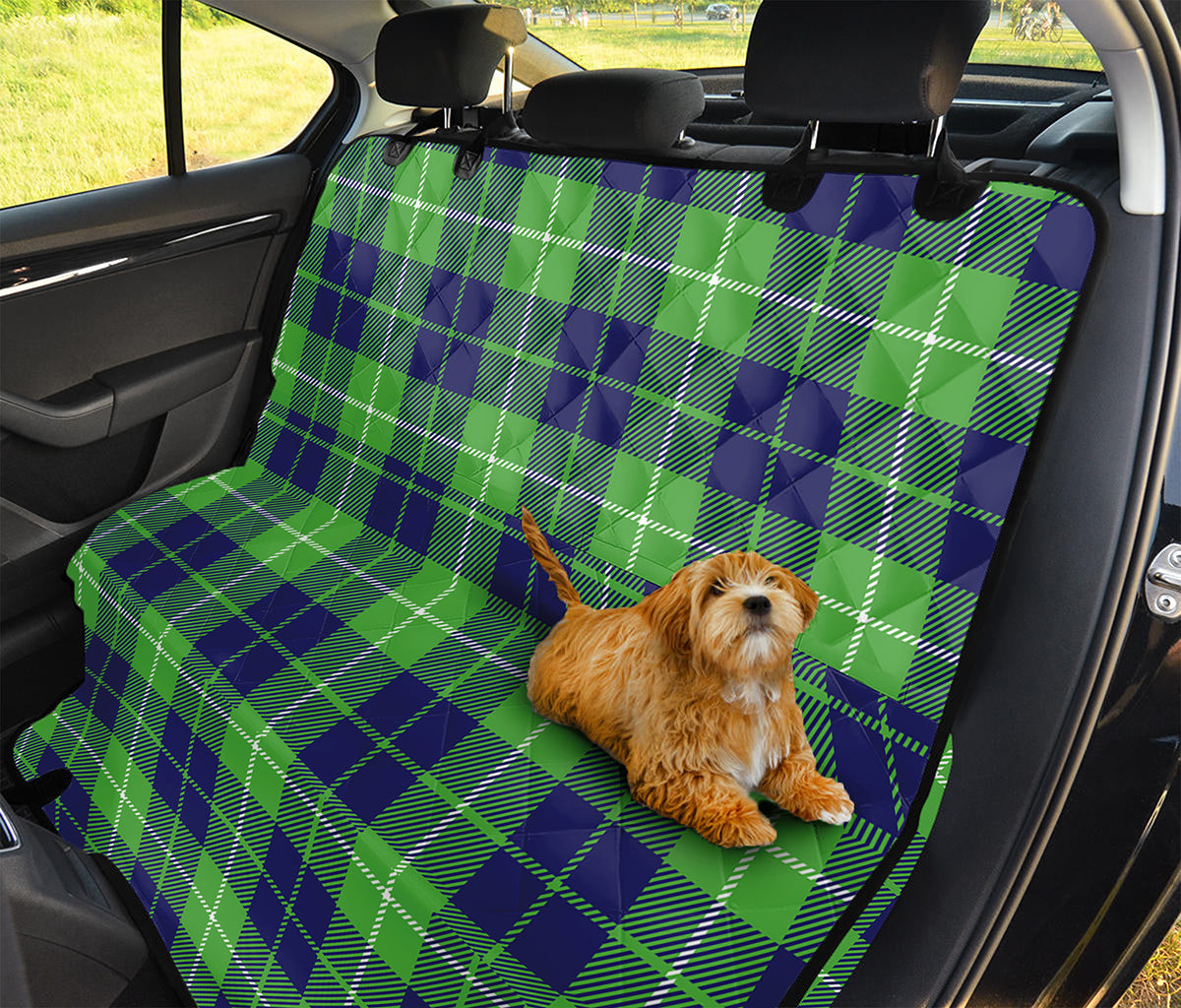Green Blue And White Tartan Print Pet Car Back Seat Cover