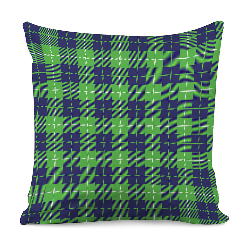 Green Blue And White Tartan Print Pillow Cover