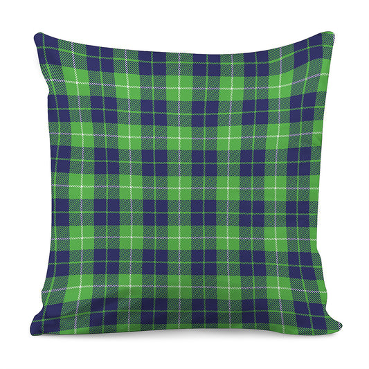 Green Blue And White Tartan Print Pillow Cover