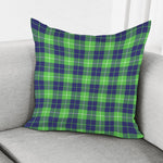 Green Blue And White Tartan Print Pillow Cover