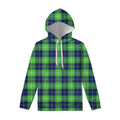 Green Blue And White Tartan Print Pullover Hoodie