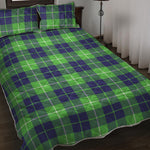 Green Blue And White Tartan Print Quilt Bed Set