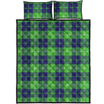 Green Blue And White Tartan Print Quilt Bed Set