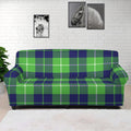 Green Blue And White Tartan Print Sofa Cover