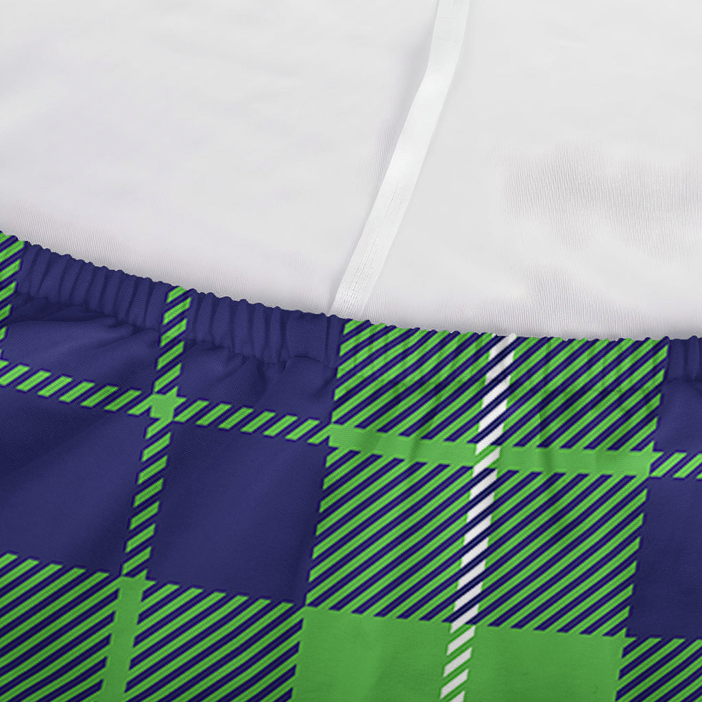 Green Blue And White Tartan Print Sofa Cover