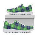 Green Blue And White Tartan Print White Running Shoes