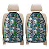 Green Blue Flowers Skull Pattern Print Car Seat Organizers