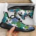 Green Blue Flowers Skull Pattern Print Mesh Knit Shoes