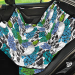 Green Blue Flowers Skull Pattern Print Pet Car Back Seat Cover