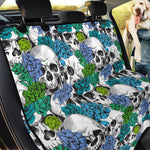 Green Blue Flowers Skull Pattern Print Pet Car Back Seat Cover