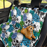 Green Blue Flowers Skull Pattern Print Pet Car Back Seat Cover