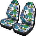 Green Blue Flowers Skull Pattern Print Universal Fit Car Seat Covers